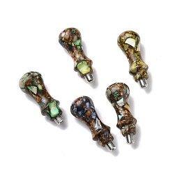 Mixed Color Natural Imperial Jasper Mixed Auriculite Wax Seal Handle, with 201 Stainless Steel Screws, for Wax Seal Stamp Making, Mixed Color, 56~57x22mm, Pin: 7.5mm