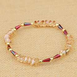 BC405-9 Unique Crystal and Gold Beaded Bracelet for Women - Elegant Handmade Jewelry