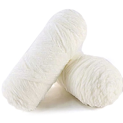 Floral White 100g Polyester Chenille Yarn, Velvet Hand Knitting Threads, for Baby Sweater Scarf Fabric Needlework Craft, Floral White, 3mm
