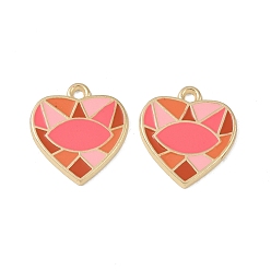 Темный Лосось Стойки обшивки сплава эмали подвески, без кадмия, без никеля и без свинца, шарма сердца, темный лосось, 27x25x2 мм, отверстие : 2 мм