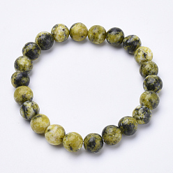 Natural Turquoise Natural Yellow Turquoise(Jasper) Beaded Stretch Bracelets, Round, 1-3/4 inch~2-1/8 inch(48~54mm)