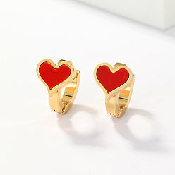Heart Stainless Steel Huggie Hoop Earrings, Acrylic Earring for Women, Heart, 18x10mm