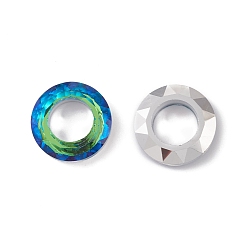 Green Electroplate Glass Linking Rings, Crystal Cosmic Ring, Prism Ring, Faceted, Back Plated, Round Ring, Green, 20x5~5.5mm, Inner Diameter: 11mm