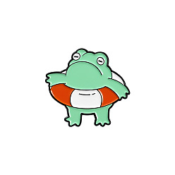 XZ3948 Cute Frog Animal Brooch Pin Mini Car Swim Ring Enamel Badge