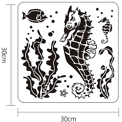 Sea Horse Пластиковые многоразовые шаблоны трафаретов для рисования, для росписи по скрапбуку ткань плитка напольная мебель дерево, квадратный, модель морской лошади, 300x300 мм