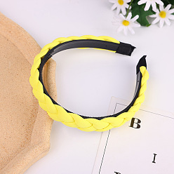 Yellow Chic Cream Spring Color Twisted Headband with Braided Hair Style - Fashionable Solid Fabric Hair Accessory for Women