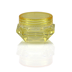 Шампанско-Желтый Прозрачная пластиковая пустая портативная банка для крема для лица, крошечные контейнеры для образцов макияжа, с винтовой крышкой, ромб, шампанское желтый, 3.3x2.1 см, емкость: 2 г