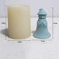 White 3D Christmas Snowman DIY Food Grade Silicone Candle Molds, Aromatherapy Candle Moulds, Scented Candle Making Molds, White, 6.3x8.5cm
