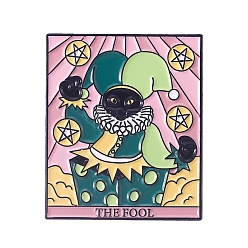 Green Cat Tarot Rectangle Card Enamel Pin, Electrophoresis Black Alloy Badge for Backpack Clothes, Green, 30x25mm