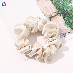 Simulated silk 8cm small loop - beige Elegant and Versatile Solid Color Hair Scrunchies for Women, Simulated Silk Ponytail Holder Accessories