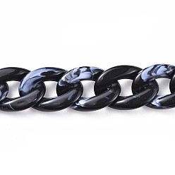 Black Acrylic Curb Chains, Unwelded, Black, 39.37 inch(100cm), Link: 29x21x6mm, 1m/strand