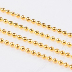 Золотой Железный шар бусинка цепи, пайки, с катушкой, золотые, бусины: около 1.5 мм в диаметре, около 32.8 футов (10 м) / рулон