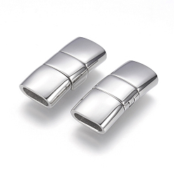 Stainless Steel Color 304 Stainless Steel Fold Over Clasps, Rectangle, Stainless Steel Color, 24x11x6mm, Hole: 3x8mm