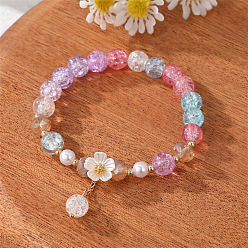 Colorful small flowers. Charming Daisy Bracelet with Colorful Crystals, Forest Fairy Butterfly Rabbit Jewelry