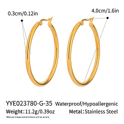 Настоящее золото 18K Крюк из нержавеющей стали серьги, реальный 18 k позолоченный, 40x3 мм