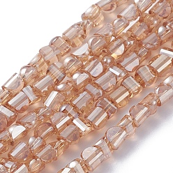 Sandy Brown Electroplate Glass Beads Strands, Faceted, Pearl Lusted Plated, Half Round, Sandy Brown, 4x4x3mm, Hole: 0.8mm, about 148pcs/strand, 19.69 inch(50cm)