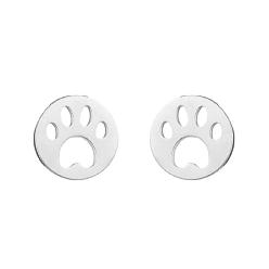 Платина Серьги-смайлики с геометрическим кругом и черепом, Подвески из медвежьей лапы и кленового листа, платина, Размер 2