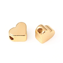 Golden Brass Beads, Heart, Long-Lasting Plated, Golden, 6x5.5x3mm, Hole: 1.5mm