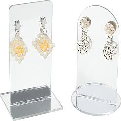 Clear Acrylic Mirror Earring Display Holder, Arch & Rectangle, Clear, 50x105mm, Hole: 2mm, 2pcs/set