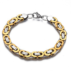 Stainless Steel Color 201 Stainless Steel Byzantine Chain Bracelet for Men Women, Nickel Free, Stainless Steel Color, 8-5/8 inch(22cm)
