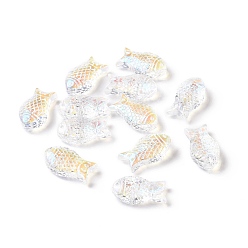Clear AB Transparent Electroplate Glass Beads, AB Color Plated, Fish, Clear AB, 15x8x5mm, Hole: 1mm