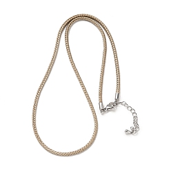 Светло-коричневый 2.5мм нейлоновый плетеный шнур для изготовления ожерелий, с латунными выводами и 304 застежками из лобстера из нержавеющей стали, долговечный, стойки покрытие, платина, загар, 17.72 дюйм (45 см)