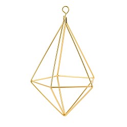 Golden Iron Plant Hangers, Plant Hanger Stand, Rhombus, Golden, 126.5~127x74~76x74~76mm, Hole: 6.5x5.5mm