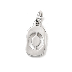 Платина Латунные подвески, числовые прелести, с целью перехода в кольце, стойки покрытие, долговечный, без свинца и без кадмия, платина, 12x6x1 мм, отверстие : 3.5 мм