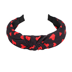 Style 1 Romantic Floral Love Heart Rose Pattern Wide Fabric Headband with Knot for Valentine's Day