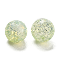 Pale Green Transparent Spray Painting Crackle Glass Beads, Round, Pale Green, 10mm, Hole: 1.6mm, 200pcs/bag