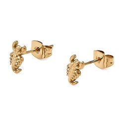 Shrimp 304 Stainless Steel Stud Earrings, Ion Plating(IP), Shrimp, 5.5x7mm