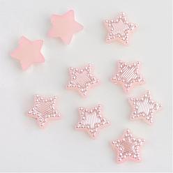 Pink ABS Plastic Imitation Pearl Cabochons, Star, Pink, 10x11x2mm, about 2000pcs/bag