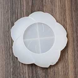 White DIY Sakura Dish Tray Silicone Molds, Storage Molds, for UV Resin, Epoxy Resin Craft Making, White, 105x107x17mm