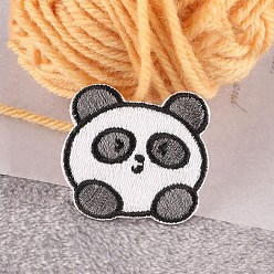Панда Самоклеящиеся пластыри для компьютеризированной вышивки животных, аксессуары для костюма, аппликация, панда, 34x37 мм