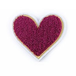 Medium Violet Red Cloth Computerized Embroidery Cloth Iron On/Sew On Patches, Heart, Medium Violet Red, 75x70mm