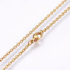 Golden 304 Stainless Steel Cable Chains Necklaces, with Lobster Claw Clasps, Golden, 19.69 inch(50cm), 2.4x0.6mm