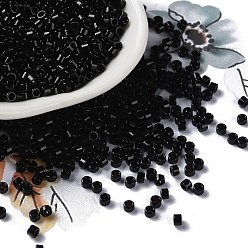 Black Baking Paint Glass Seed Beads, Cylinder, Black, 2.5x2mm, Hole: 1.4mm, about 45359pcs/pound