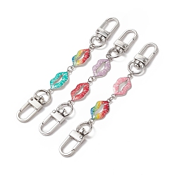Lip Printed Alloy Link Chain Purse Strap Extenders, with Alloy Swivel Clasps, for Bag Decoration, Lip Pattern, 12.5cm