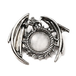 Quartz Crystal Natural Quartz Crystal Pendants, Rock Crystal Pendants, Dragon Charms, with Rack Plating Antique Silver Tone Alloy Findings, Cadmium Free & Lead Free, 40x48x12mm, Hole: 9x6mm