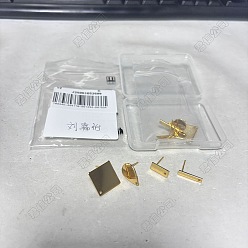 Настоящее золото 18K 8шт. 4 стили латунные серьги-гвоздики фурнитура, разнообразные, реальный 18 k позолоченный, 12~21x5~20.5 мм, отверстие : 1.2 мм, штифты : 12x0.8 мм, 2 шт / стиль