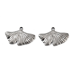 Antique Silver 201 Stainless Steel Pendants, Ginkgo Leaf Charm, Antique Silver, 21x29.5x2mm, Hole: 2.5mm