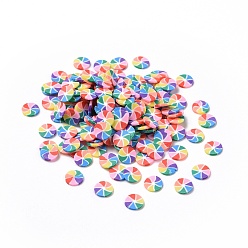 Разноцветный Ручной полимерной глины кабошонов, плоско-круглые, красочный, 5~5.5x0.8 мм, Около 55555 шт / 1000 г