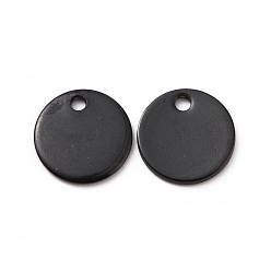 Черный 304 подвески из нержавеющей стали, гладкая поверхность заготовки для штамповки бирки, плоско-круглые, ионное покрытие (ip), электрофорез черный, 10x1 мм, отверстие : 1.4 мм
