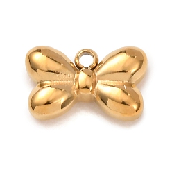 Золотой 304 подвески из нержавеющей стали, очарование бантом, золотые, 6x10x3 мм, отверстие : 1 мм