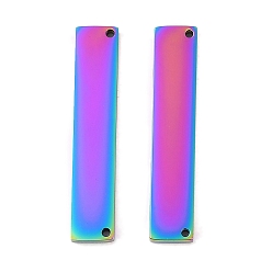 Rainbow Color Ионное покрытие (ip) 304 соединители звеньев из нержавеющей стали, зеркальная полировка, прямоугольные, штамповка пустой метки, Радуга цветов, 30x6x2 мм, отверстие : 1 мм