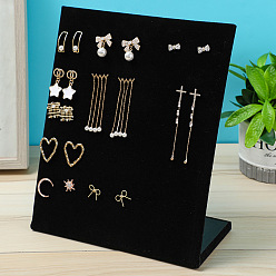 Black Velvet Earring Display Stands, Jewelry Display Rack, L-Shaped, Rectangle, Black, 20x10x25cm