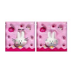 Pearl Pink Rabbit PET Zip Lock Gift Bags, Self Sealing Reclosable Package Pouches for Jewelry Storage, Pearl Pink, 13.5x13.5cm