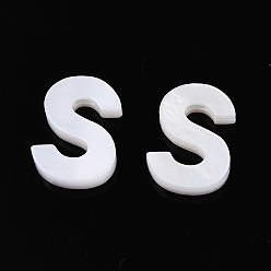 Letter S Подвески из натуральных пресноводных ракушек, для изготовления ювелирных изделий, кремово-белые, Письмо с, 10x7x2.5 мм, отверстие : 0.8 мм