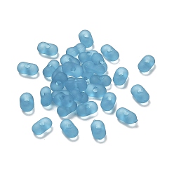 Steel Blue Transparent Acrylic Beads, Frosted, Peanut, Steel Blue, 6x4x3mm, Hole: 1mm, about 10230pcs/500g