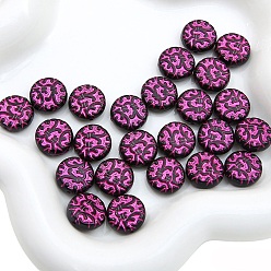 Flat Round Acrylic Beads, Black, Cerise, Flat Round, 14mm, 20pcs/bag